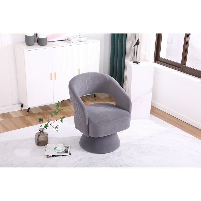 Swivel Accent Chair Armchair, Round Barrel Chair in Fabric for Living Room Bedroom