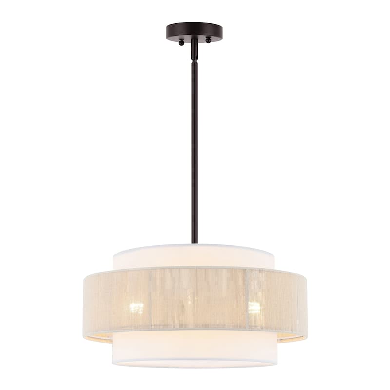 GetLedel 18" 4-Light Double Drum Shaded Chandelier