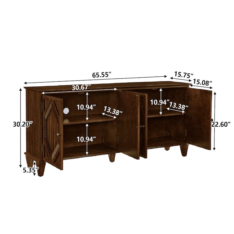 65.2" Mid Century Modern Sideboard Buffet Cabinet with Storage, Accent Coffee Bar