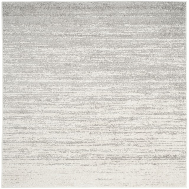 SAFAVIEH Adirondack Vera Modern Ombre Distressed Stripe Area Rug - 6' Square - Ivory/Silver