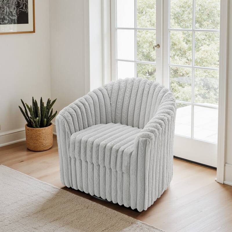 Modern Cotton Flannel Swivel Accent Chair Plush Barral Chair