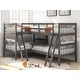 preview thumbnail 2 of 6, Contemporary Design L-Shaped Twin Size Wood Bunk Bed,Ladder on Each Side,Full-Length Guardrail
