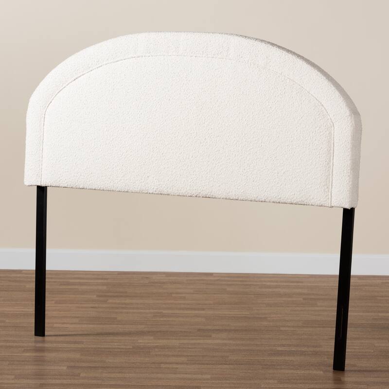 Fiana Modern Cream Boucle Fabric Queen Size Headboard