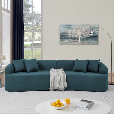 Lamb Wool Fabric Curved Sectional Sofa Modular Compressed Couch