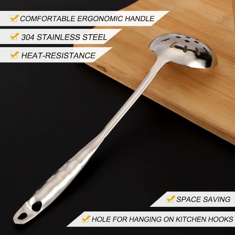 10.6" Stainless Steel Slotted Spoon Heat Resistant Non-stick Skimmer - 10.6" x 3"(L*W)