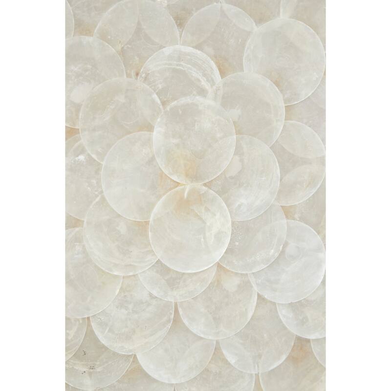 Shell Geometric Handmade Overlapping Shells Shadow Box with Canvas Backing - Set of 2 Cream - Roche River Decor