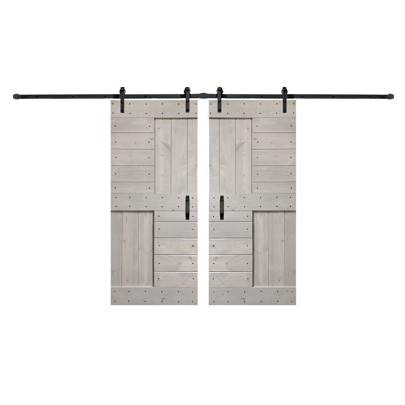 Coast Sequoia 48in/60in/72in/84in x 84in S Series Pine Wood Double Sliding Barn Door With Hardware Kit
