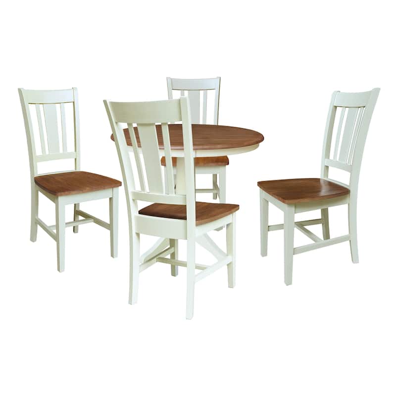 36" Round Top Pedestal Table With San Remo Chairs - 5-Piece - Hickory/Shell