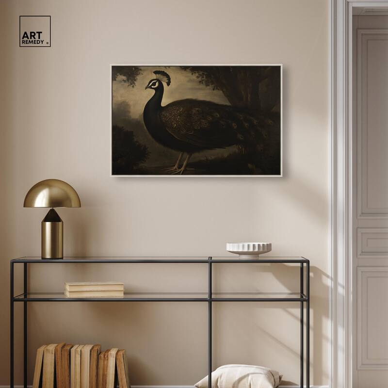 Peacock in Monotone Canvas by Art Remedy
