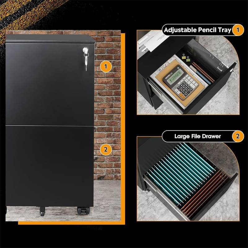 2-Drawer Mobile File Cabinet