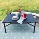 preview thumbnail 2 of 15, Outdoor Metal Dining Table Rectangle with Umbrella Hole for 6 People