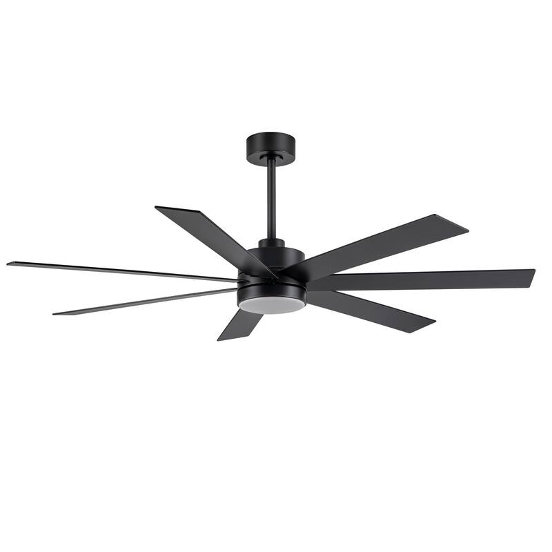 60" Modern Reversible 7-Blade LED Ceiling Fan with Remote and Light Kit