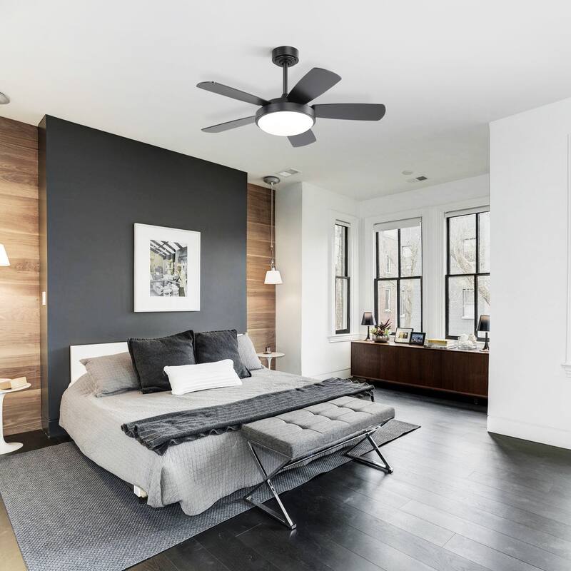 42 Inch White Ceiling Fan with 22W LED Light and Remote Control MDF Blades Reversible DC Motor