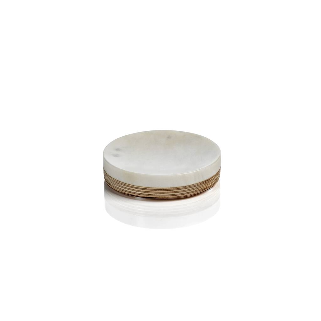 Verdi Marble & Balsa Wood Soap Dish - White