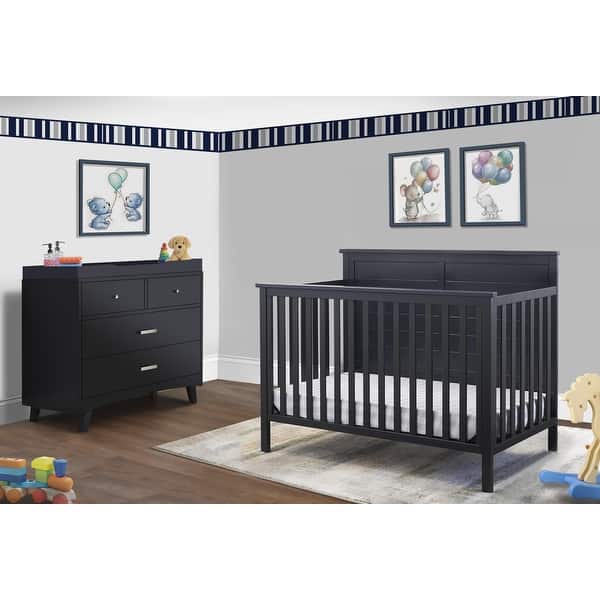 black crib and dresser set Pali Potenza 3 piece Crib and Dresser Set w/Nightstand