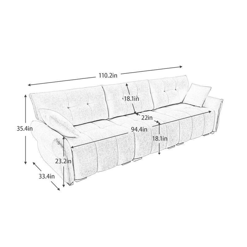 Modular 4-Seat Chenille Sofa Set with 2 Ottomans, High-Resilience Cushions and Solid Wood Frame