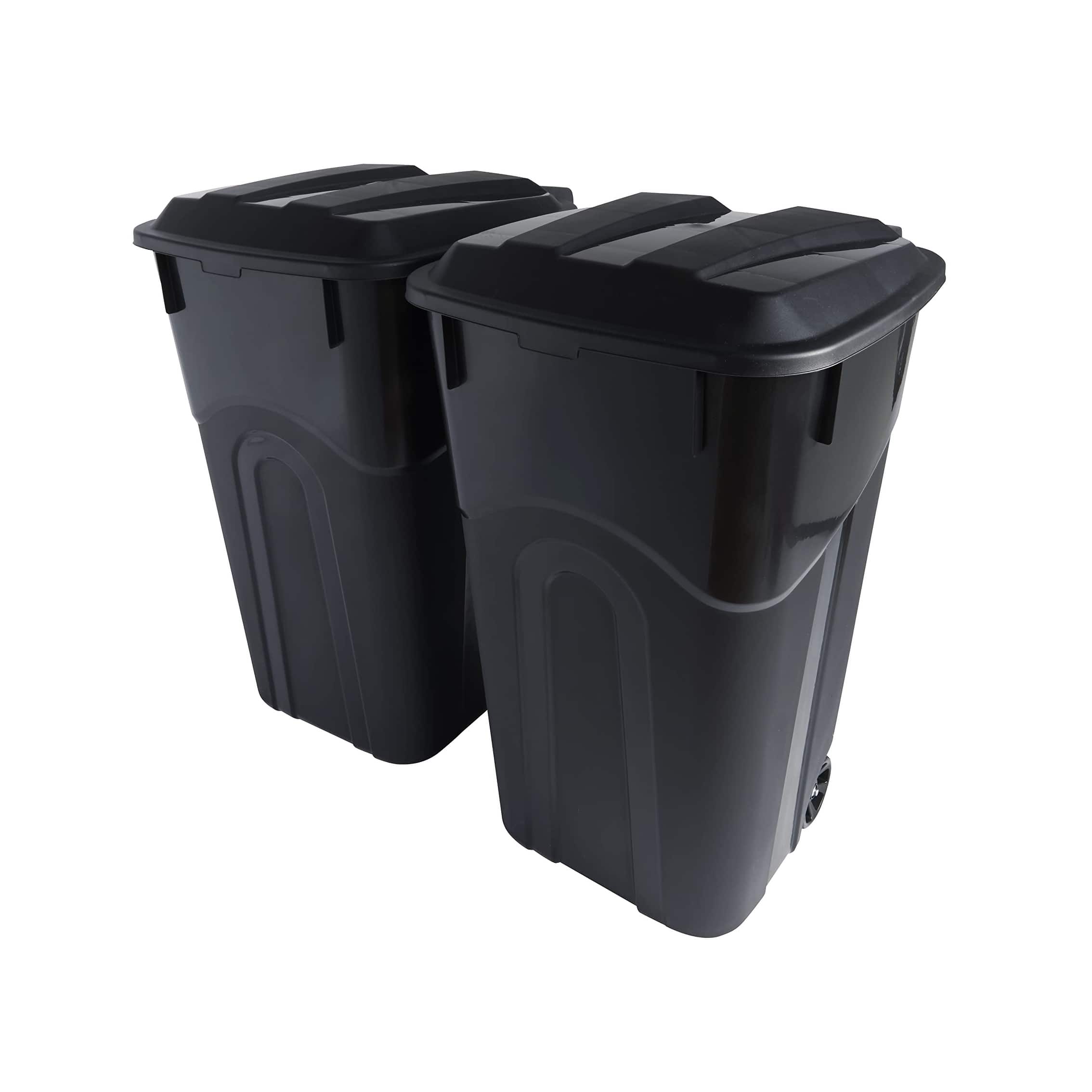 32 Gallon Wheeled Outdoor Garbage Can with Attached Snap Lock Lid and