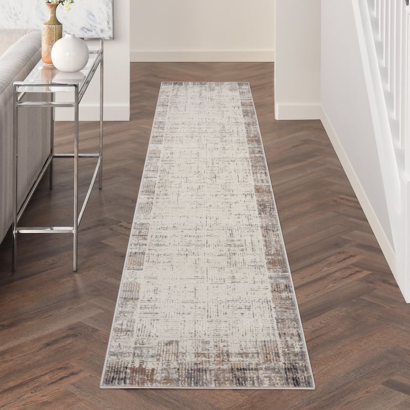 Nourison Elation Abstract Modern Ivory Grey Area Rug