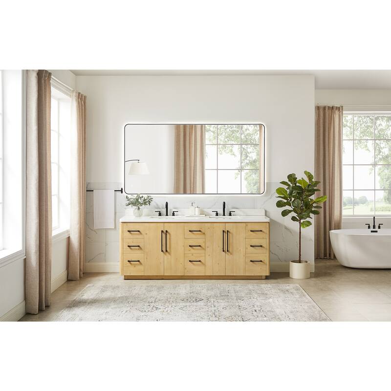 Serene Bathroom Vanity in Nature Brown with Grain White Engineered Stone Countertop without Mirror