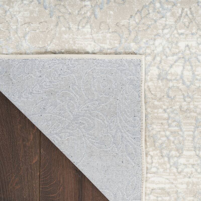 Nourison Iliana Indoor only Grey Damask Area Rug