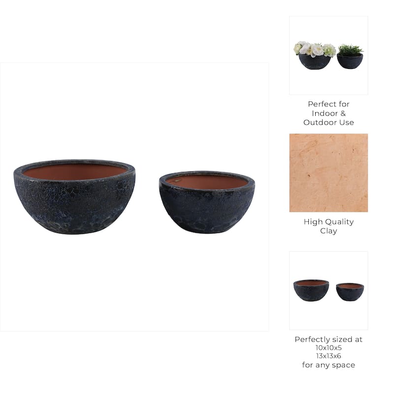 Pottery Bowl Planters Round Design Decorative Bowl Style (Set of 2)