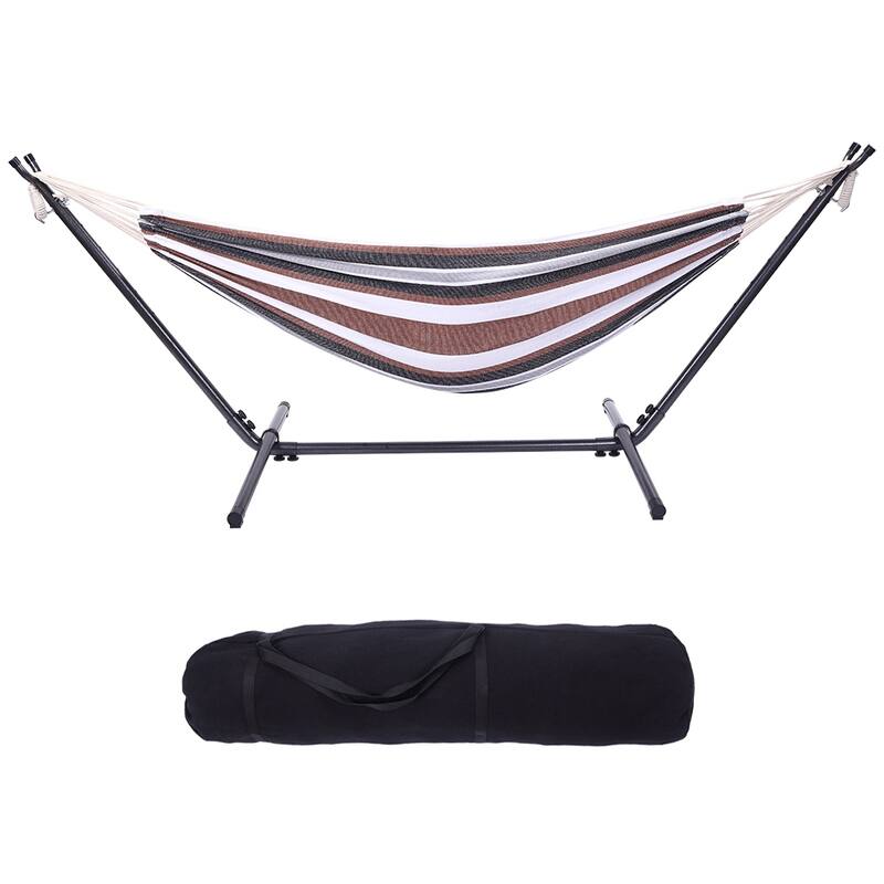 Portable Outdoor Polyester Hammock Set Black Background & Silver Flower & Colorful - 78.74 x 55.12 - D3