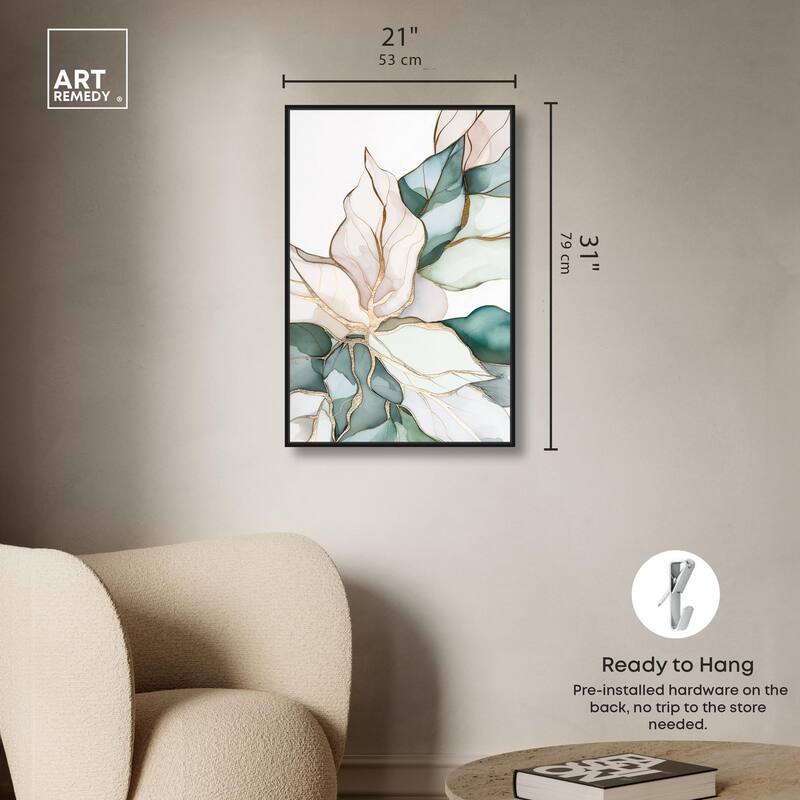 Pastel Leaves with Gold II Canvas by Art Remedy