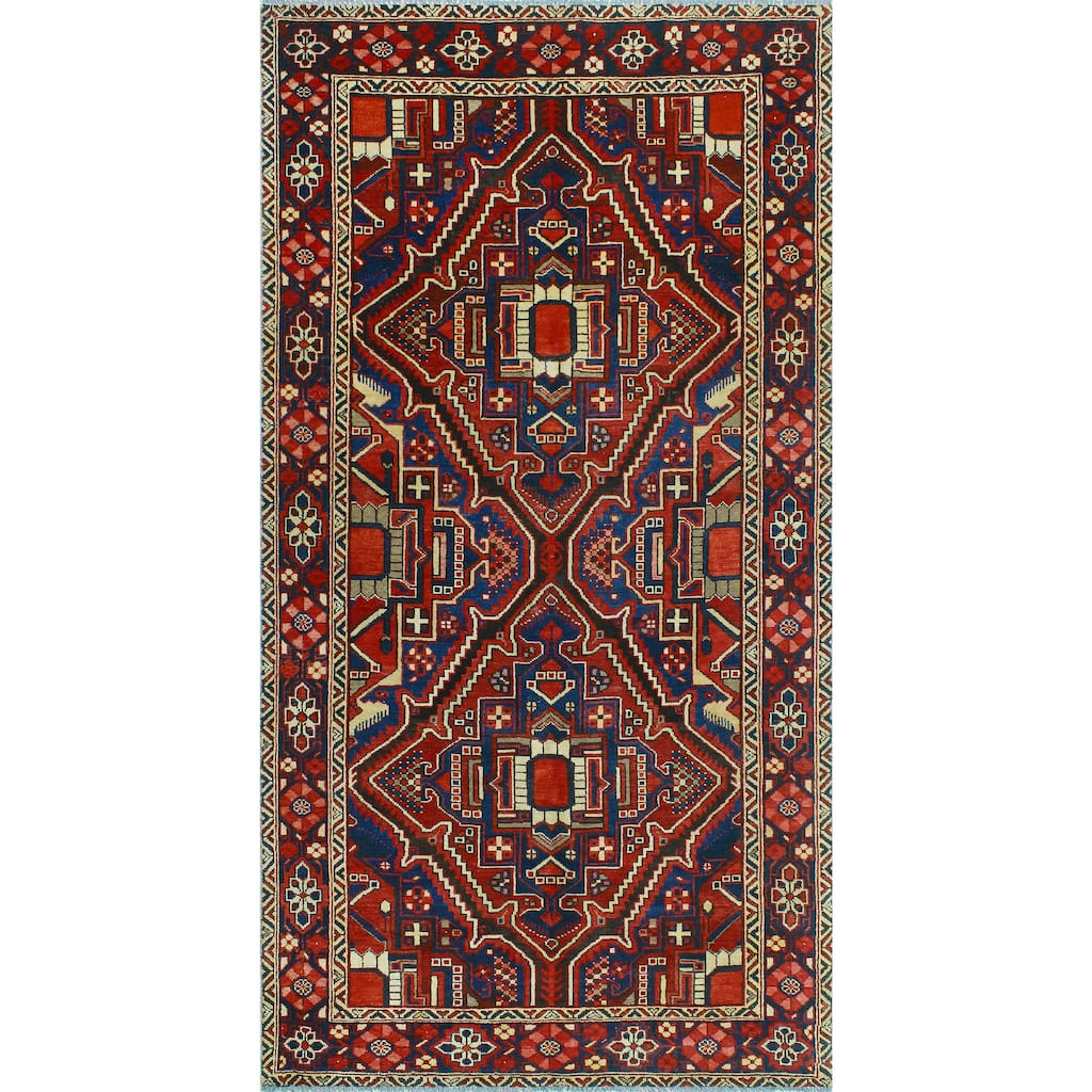 Fine Vintage Distressed Jurnee Navy/Red Runner - 5'1" x 10'0"