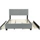 preview thumbnail 9 of 13, Twill Upholstered Bed with Twin Trundle & Drawers, Queen Size, Grey