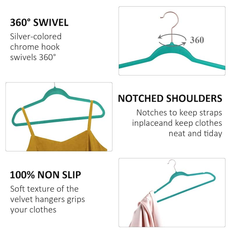 Premium Space Saving Velvet Hangers Holds Up To 10 Lbs, Clothes Hangers(30/50/60/100 Packs Option)