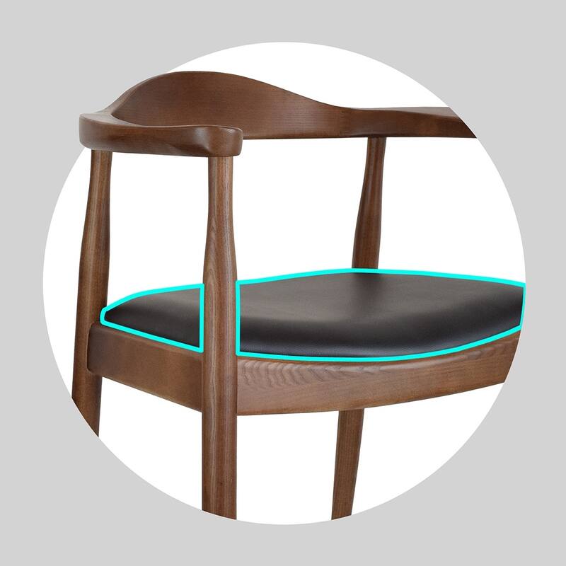 Wooden Farmhouse Dining Chair | PU Leather Cushion Seat | Modern Accent Kennedy Armchair for Kitchen Dining Room or Office