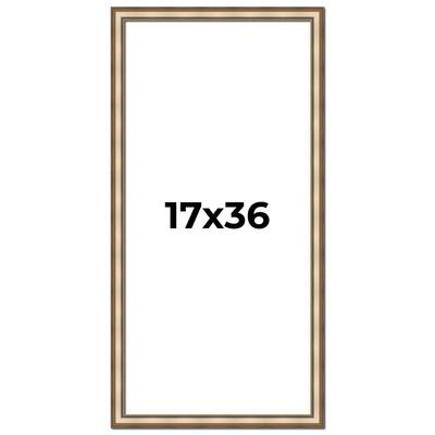 17x36 Frame Gold Solid Wood Shadow Box Width 1.5 Inches | Interior Frame Depth 2 3/8 Inches