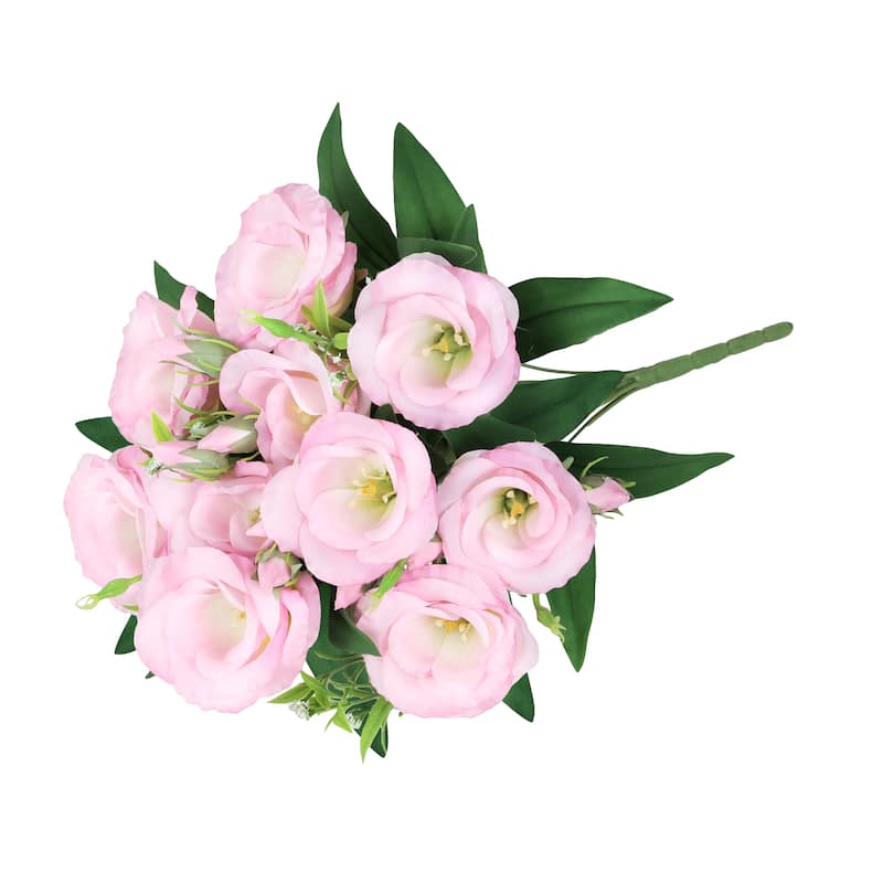 Set of 2 Pink Artificial Lisianthus Prairie Flower Stem Bush Bouquet 19in - 19" L x 11" W x 11" DP