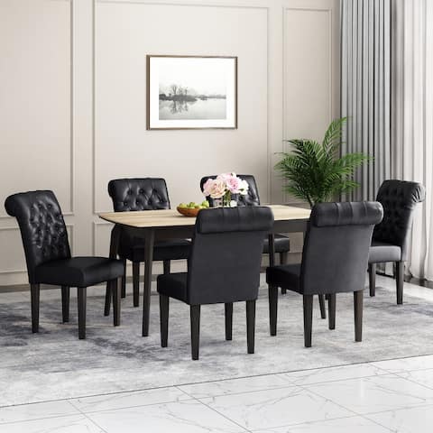 Elwood Tufted Rolltop Dining Chairs (Set of 6) by Christopher Knight Home