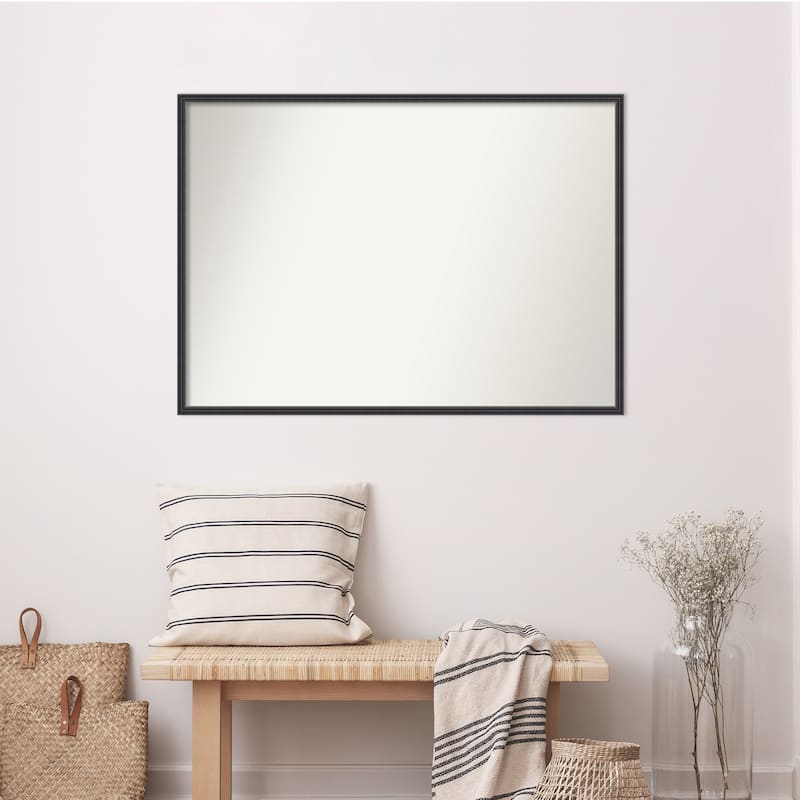 Stylish Black Narrow Non-Beveled Wood Framed Wall Mirror - Stylish Black Narrow