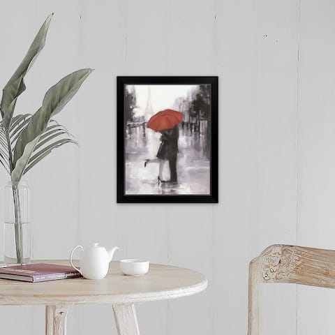 "Caught in the Rain" Black Framed Print