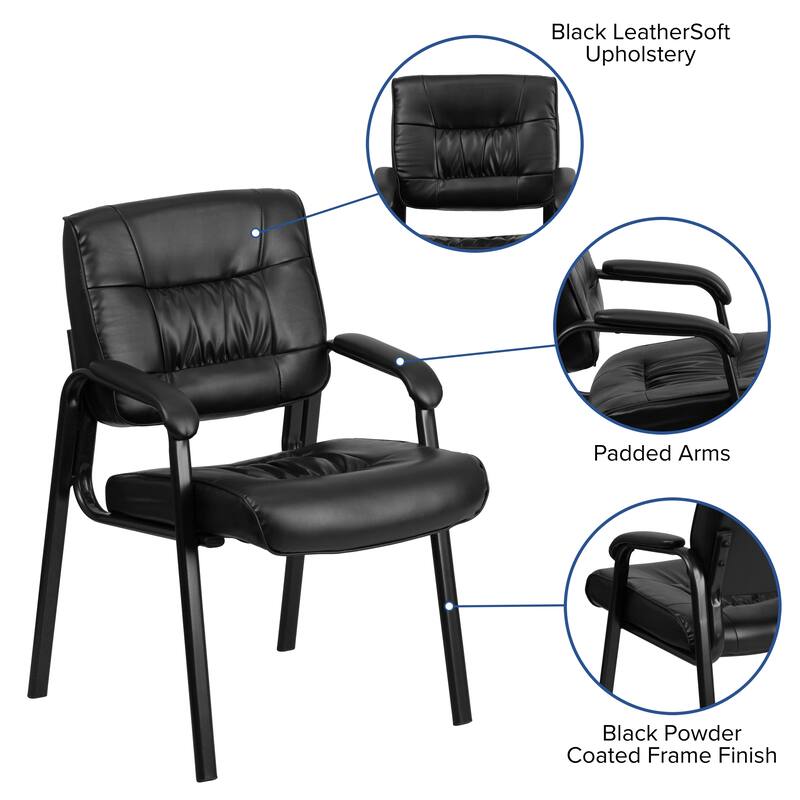 Upholstered Tufted Executive Reception Chair with Padded Arms - 23.25"W x 26"D x 36"H