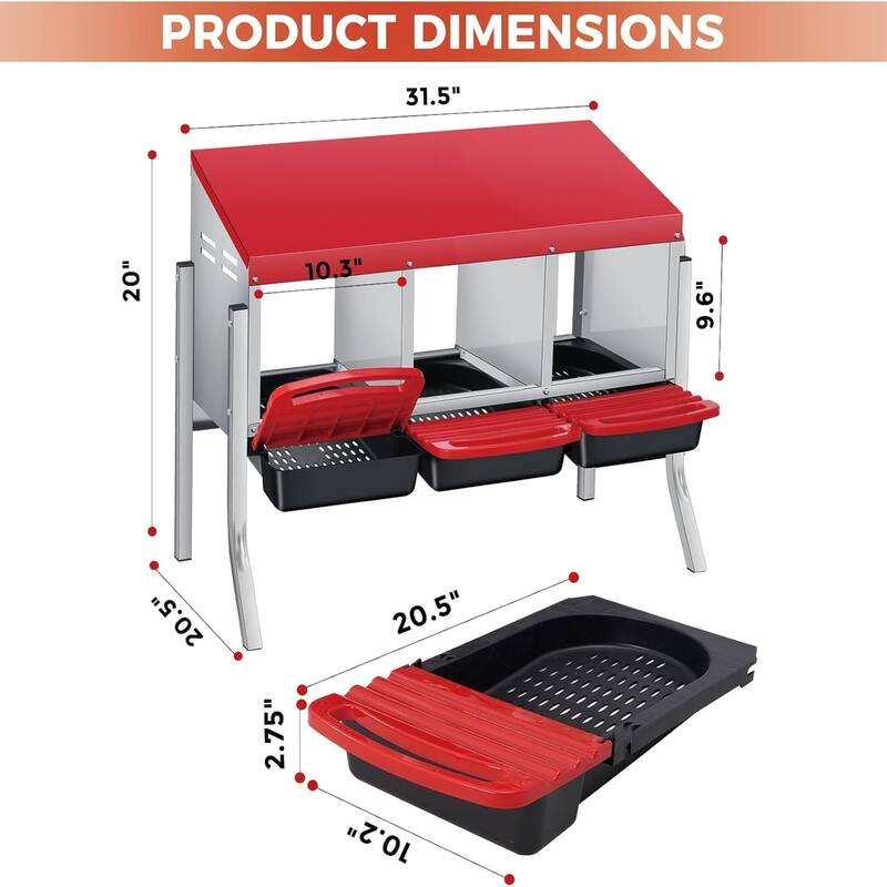 Roll-Away Nesting Boxes for Chickens Coop with Perch