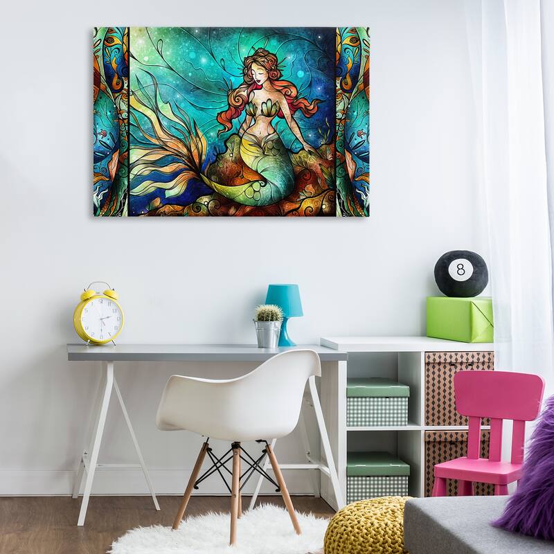 Stupell Elegant Seated Mermaid Canvas Wall Art Design By Mandie Manzano