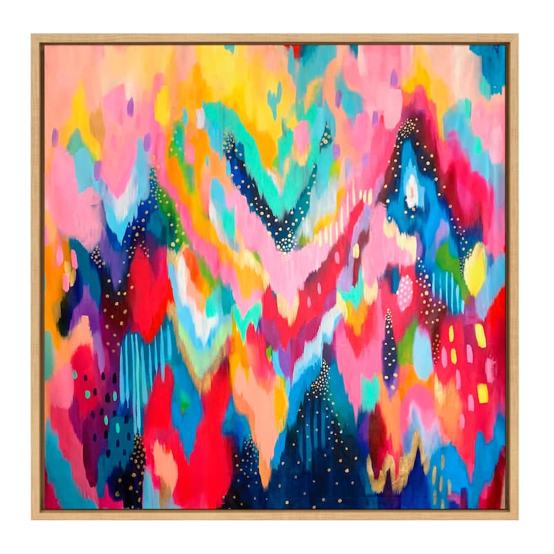 Kate and Laurel Sylvie EV Brushstroke 100 Frame Canvas by Jessi Raulet - 30x30 - Plastic - Natural