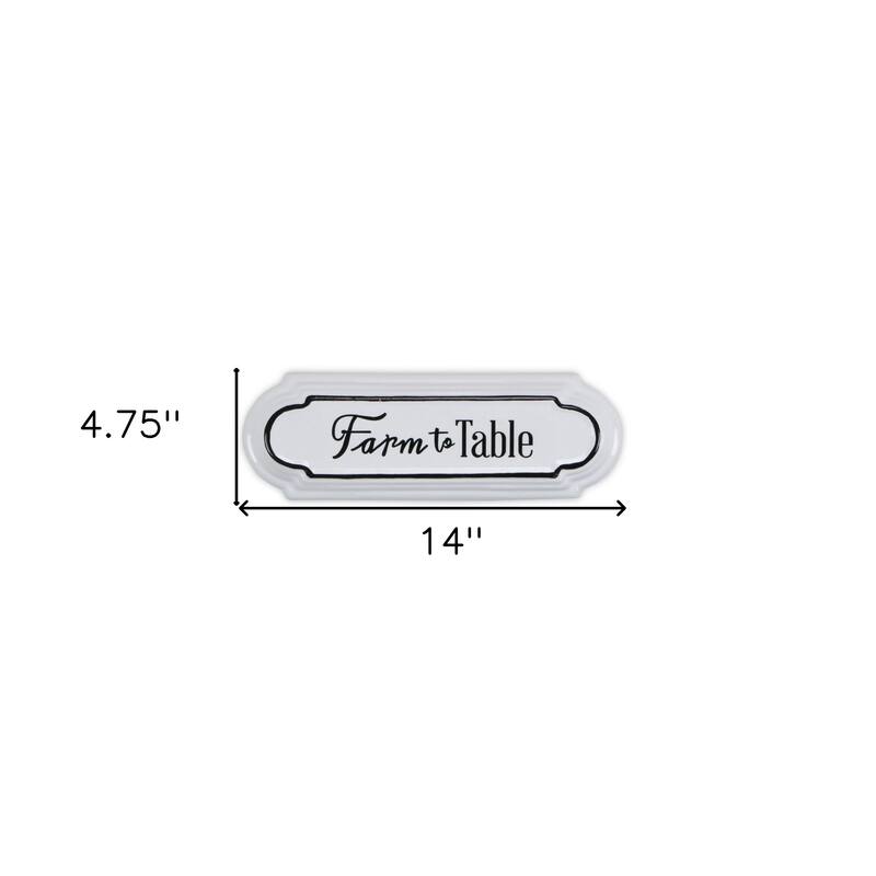 HomeRoots 5" X 14" Black and White Farm To Table Metal Wall Decor