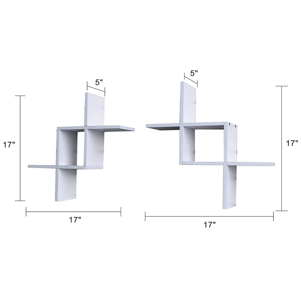 Set of 2 Reversed Criss Cross Wall Shelf