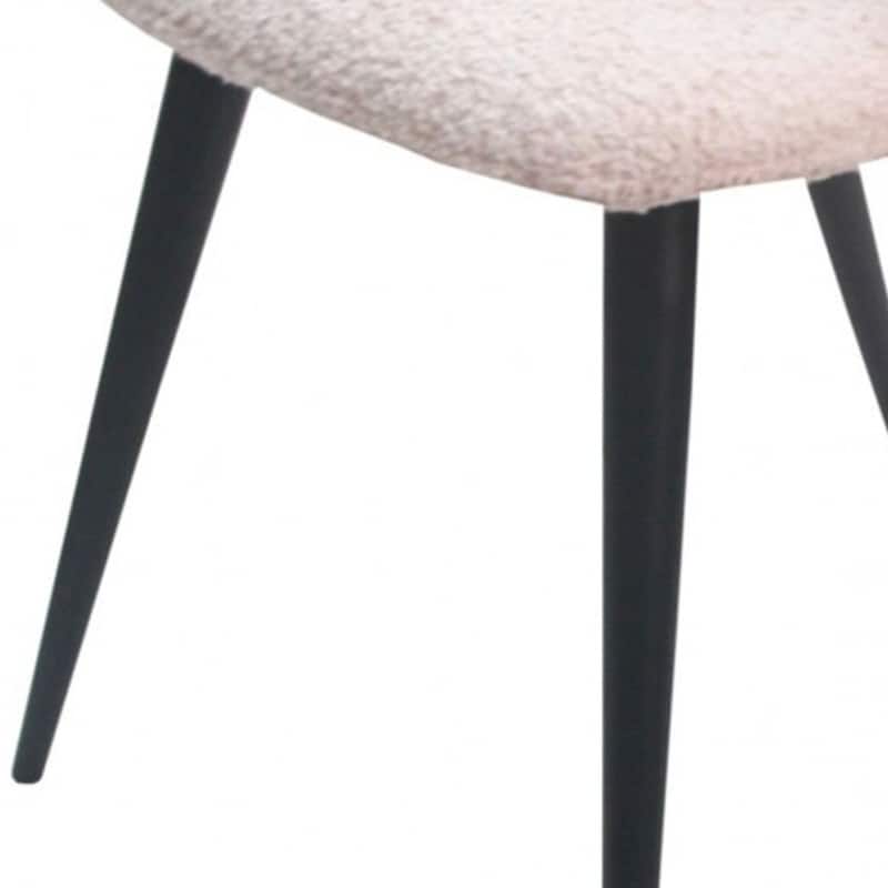 Cream Fabric Wing Back Armchair with Black Metal Legs for Dining Room - 22” x 18.5” x 31.8” (D x W x H)