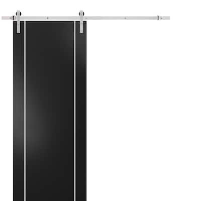 Sturdy Barn Door 36 x 80 Planum 0410 Matte Black with 6.6FT