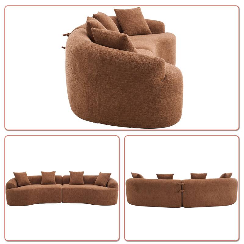 Modern Minimalist 3-Seater Frame-Free Compressed Chenille Upholstered Sectional Sofa