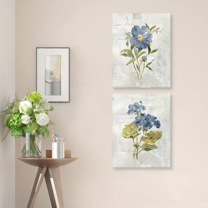 Blue Linen Geranium, Peony by Carol Robinson Canvas Art Prints