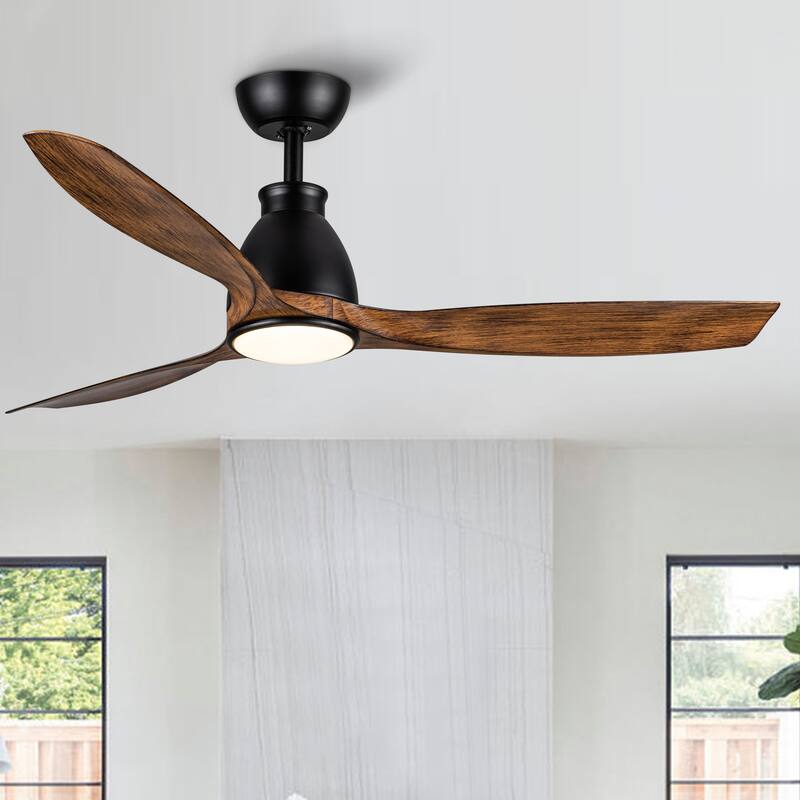 52 In.Intergrated LED Ceiling Fan with Antique Wood Graiin Blade