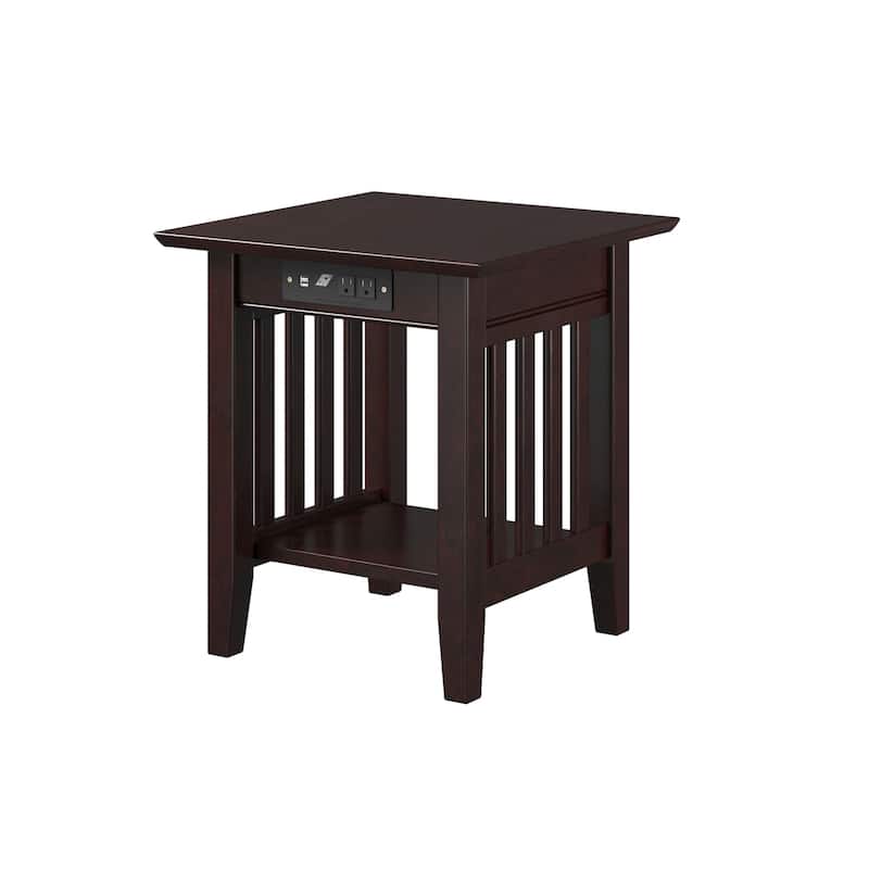 Modern End Table with Charging Station - USB Ports & Power Outlets - Living Room Accent Table - 22