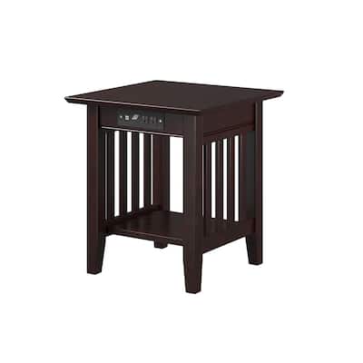 Modern End Table with Charging Station - USB Ports & Power Outlets - Living Room Accent Table - 22
