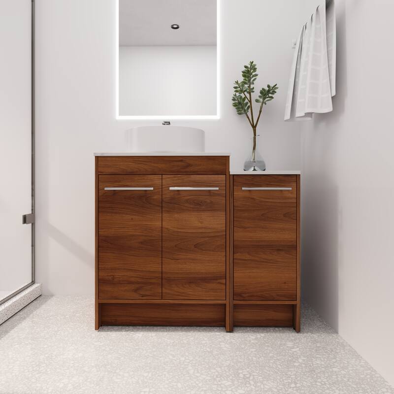 BNK 24/36/48/60 Inch Bathroom Vanity with Sink, Freestanding Bathroom Vanity with Soft Close Doors and Adjustable Shelf - 36"x18" - BRE400